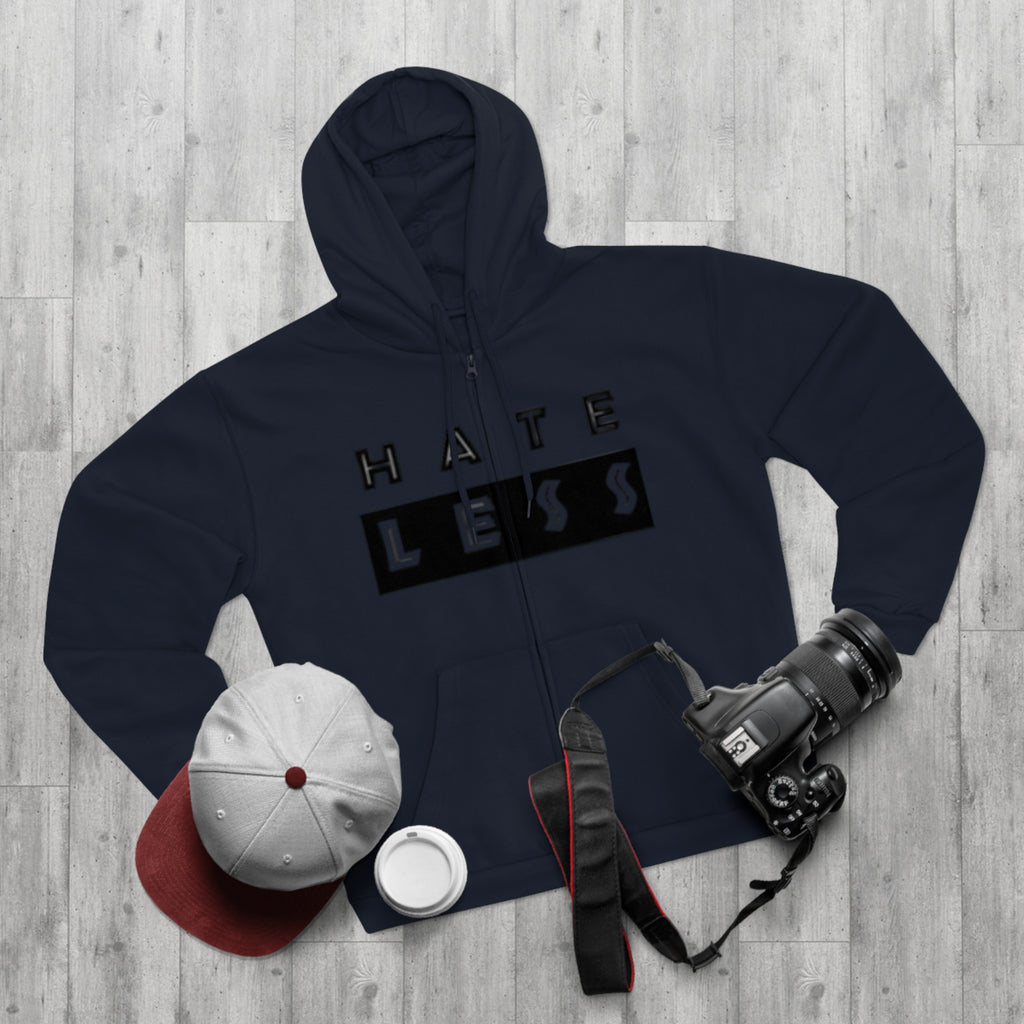 Unisex Hate Less Zip Hoodie - Comfortable & Stylish Sweatshirt for Positive Vibes