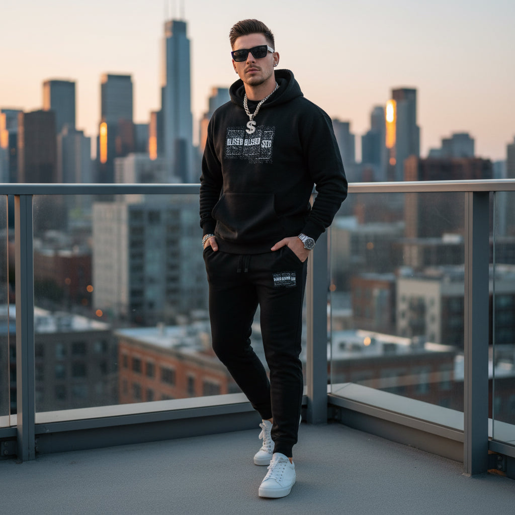 Blessed Embroidered Sweatpants — Fleece Joggers with 'blessed' Script