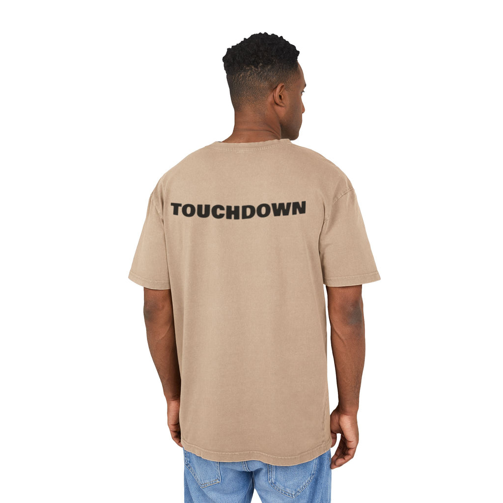 Men's Acid Washed Oversized Tee, Touchdown Graphic Shirt, Casual Style Tee, Gifts for Football Fans, Streetwear Essential