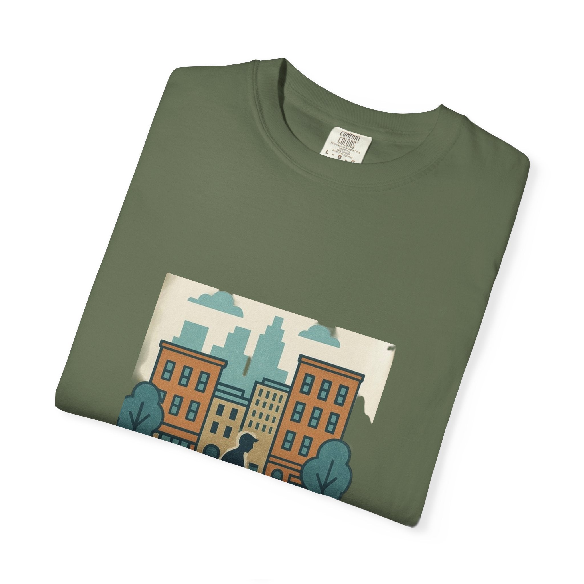 City Walk Unisex Garment-Dyed T-shirt, Urban Streetwear, Casual Fashion, Gift for City Lovers, Travel Enthusiast Apparel Printify