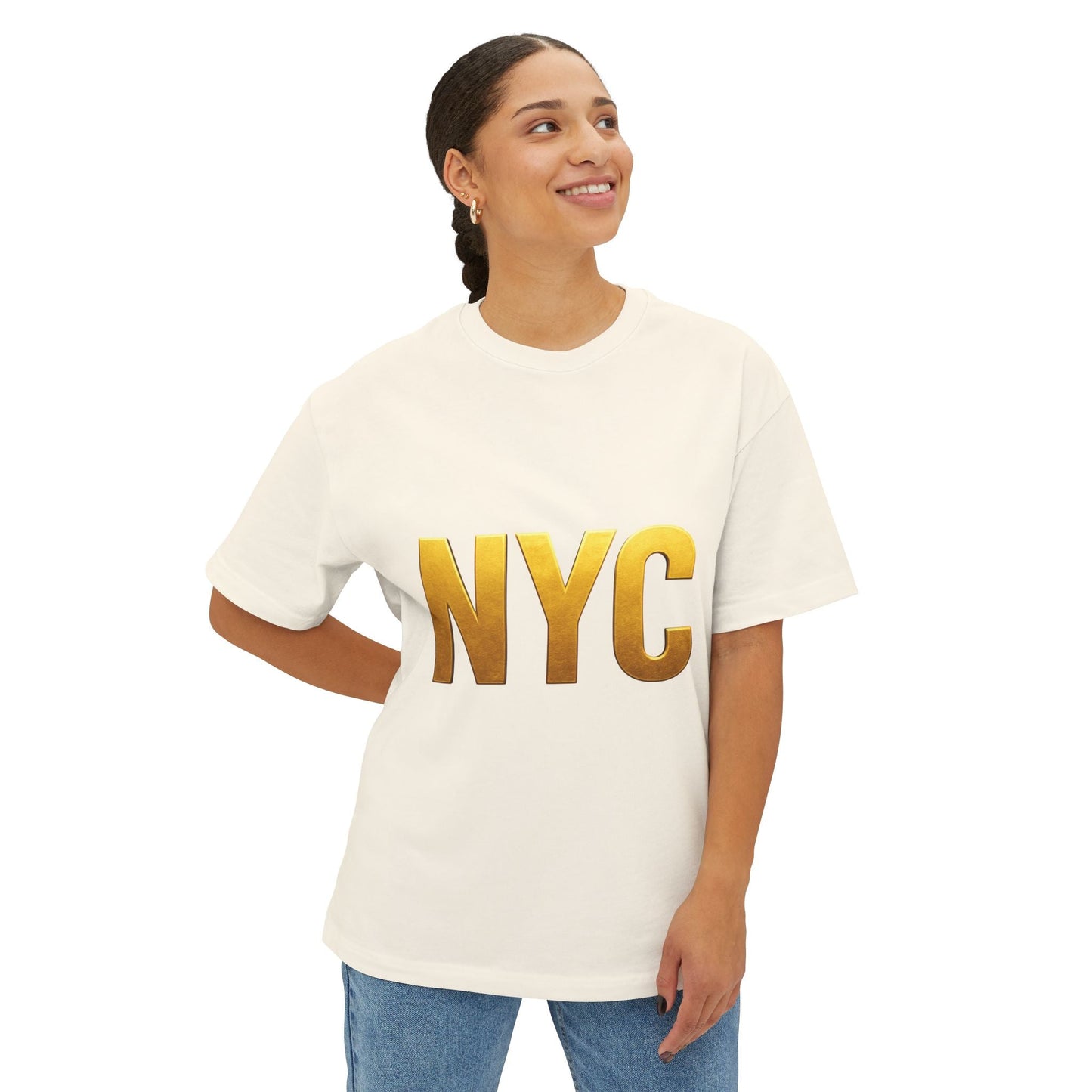 NYC Gold Foil Unisex Oversized Tee Printify