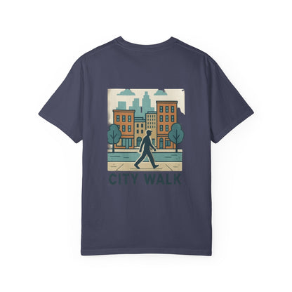 City Walk Unisex Garment-Dyed T-shirt, Urban Streetwear, Casual Fashion, Gift for City Lovers, Travel Enthusiast Apparel Printify