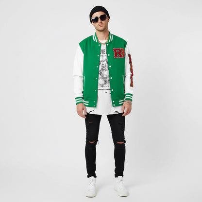 Letterman Jacket - RB Varsity Embroidered Retro Baseball Letter Jacket Printify