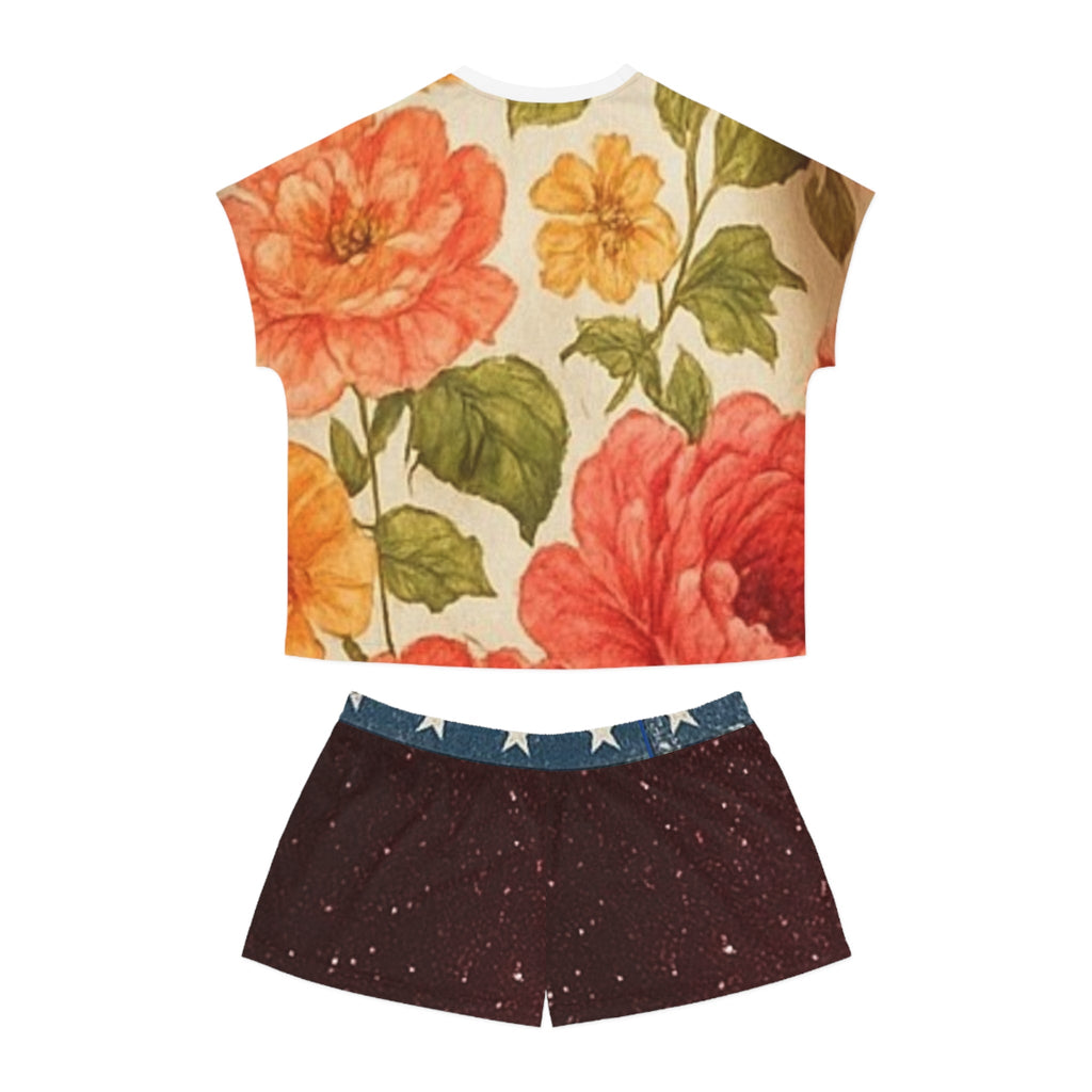 Floral Women's Short Pajama Set - Cozy Sleepwear for Summer Nights, Cute Loungewear, Perfect for Gift Giving, Relaxation at Home, [...] Printify