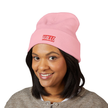 Beanie Hat - Hallo Embroidered Design