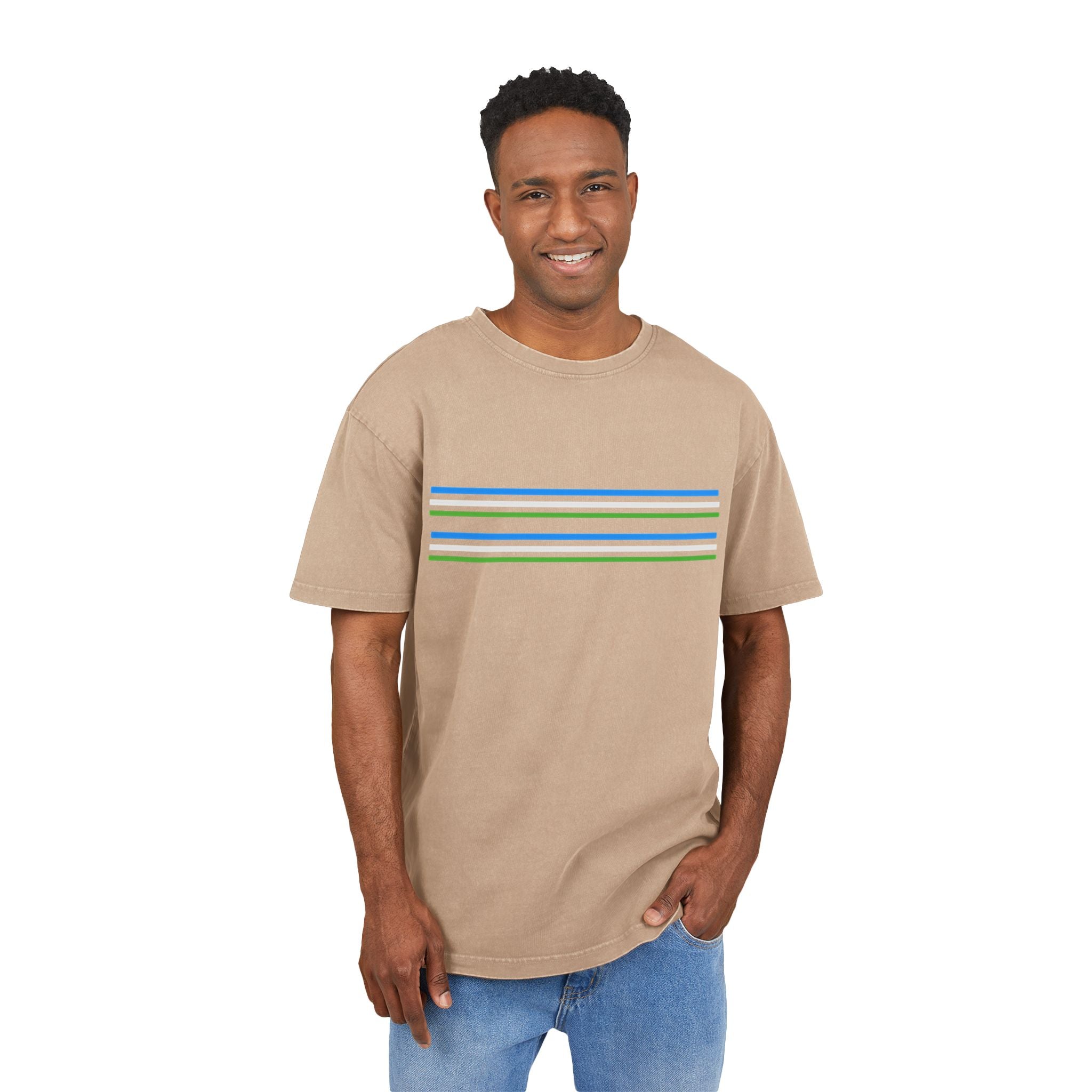 Oversize Tee with Bold Lines