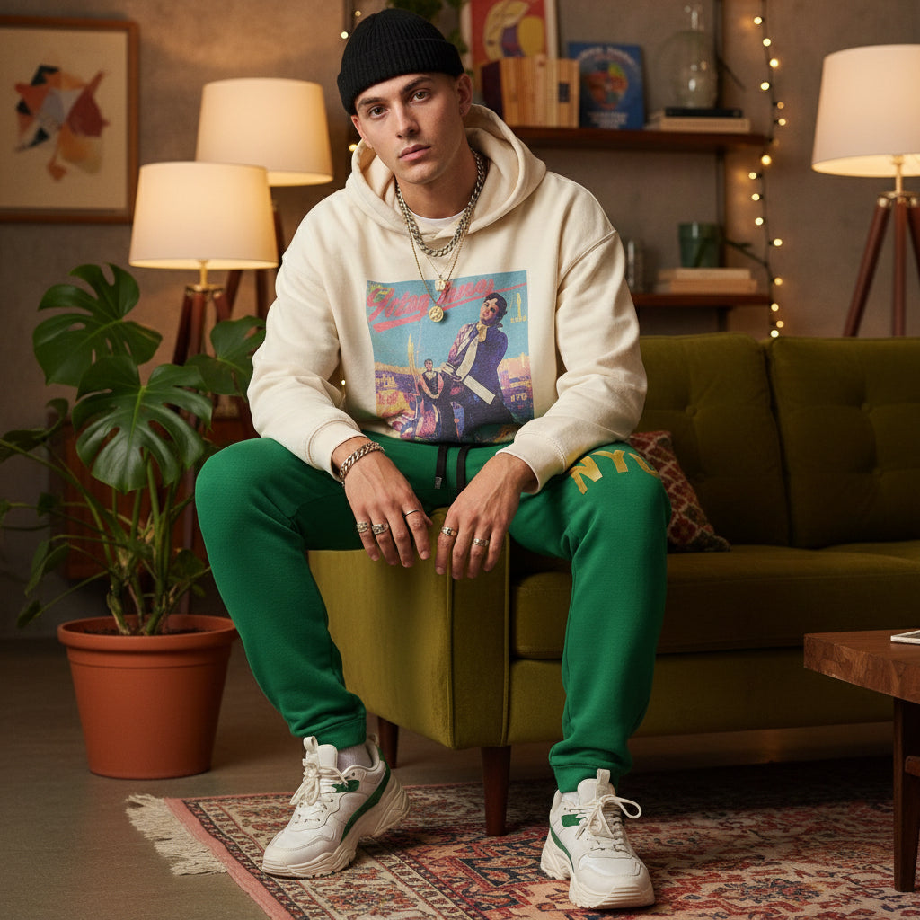 Green Jogger Pajama Pants - Women's Loungewear Printify