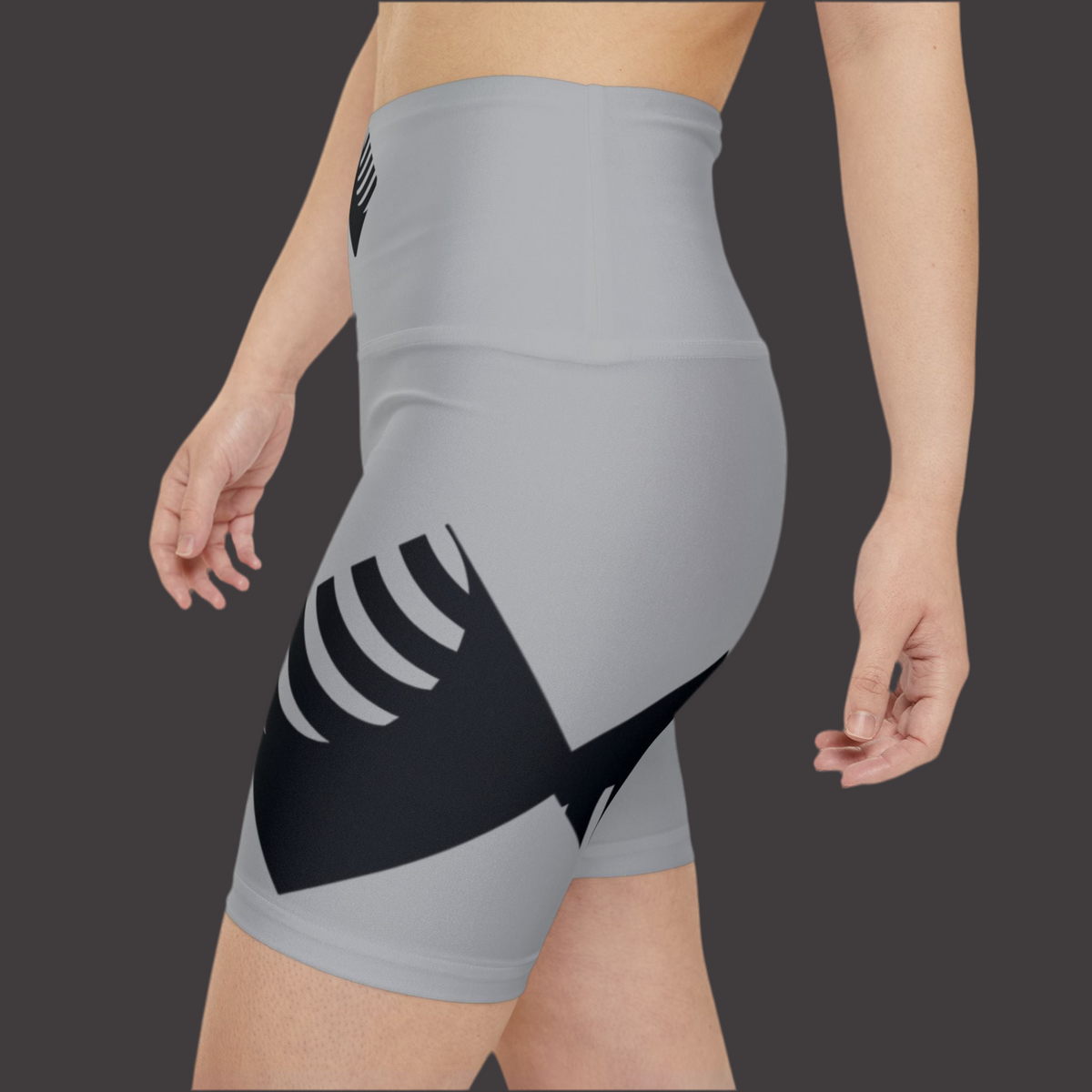 Stylish Women's Workout Shorts for Active Lifestyle - Grey with Black Design
