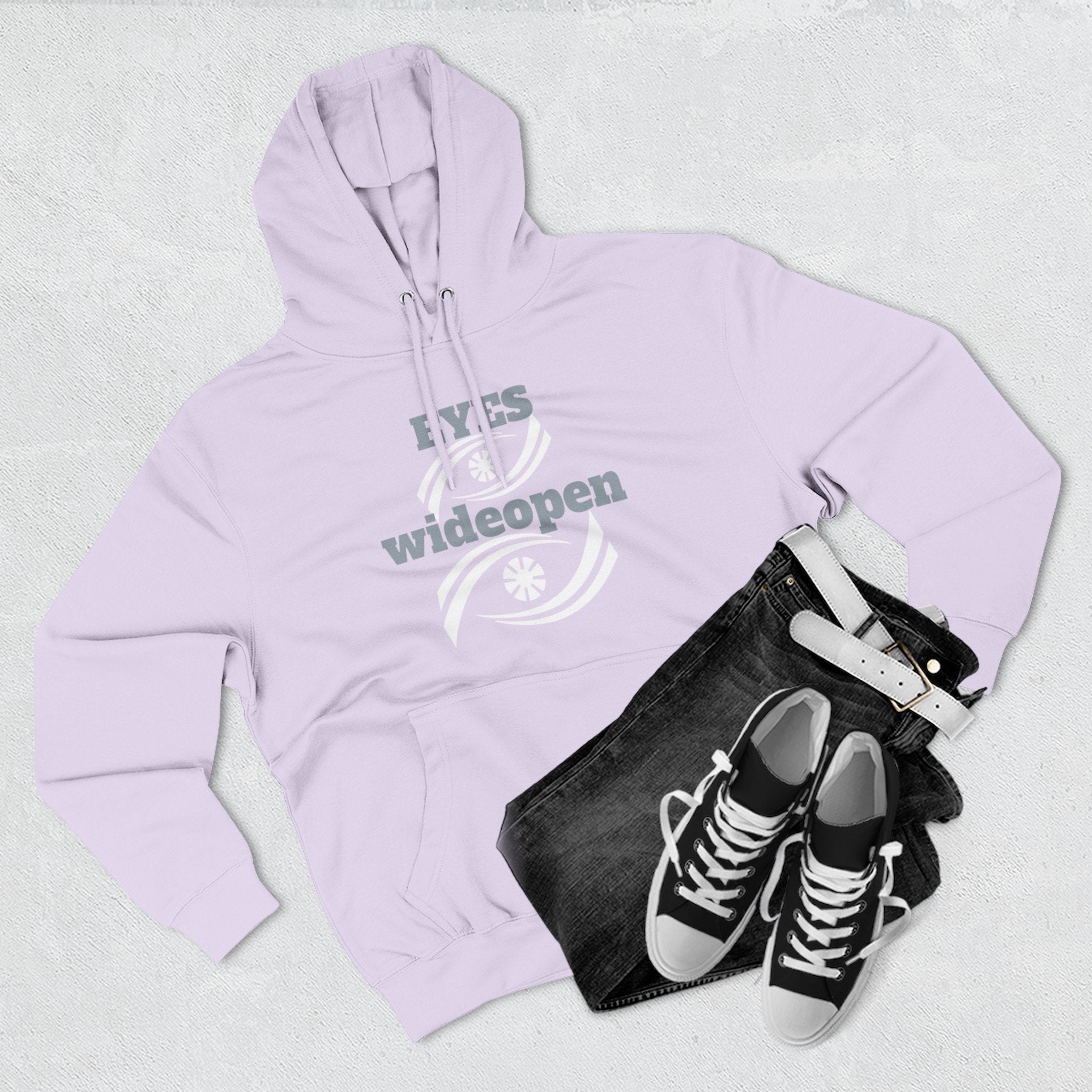 Fleece Hoodie, Cozy Warmth, Casual Style, Perfect for All Seasons, Gift for Friends, EYES wideopen Design