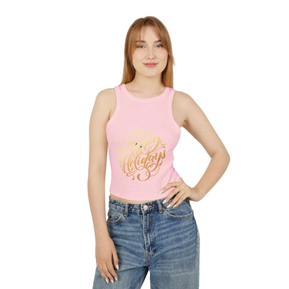 Tank Top Happy Holiday Women's Micro Rib Racer