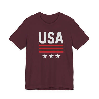 Patriotic USA Tee, Unisex Short Sleeve T-Shirt, July 4th Celebration Shirt, American Pride Apparel, Casual Summer Wear, Gift for Patriot