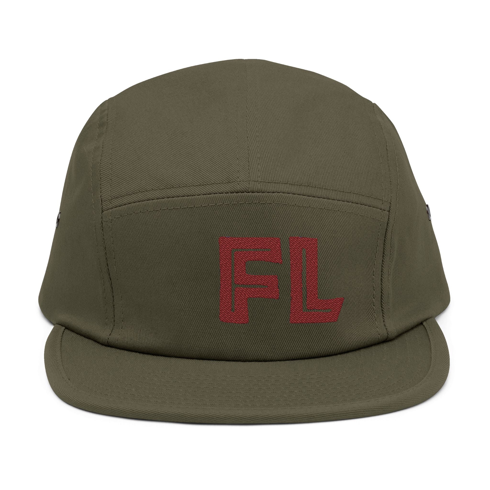 Stylish 5 Panel Cap with FL Embroidery, Casual Hat for Outdoor Adventures, Trendy Gift for Fashion Lovers, Summer Accessory, Unisex Headwear