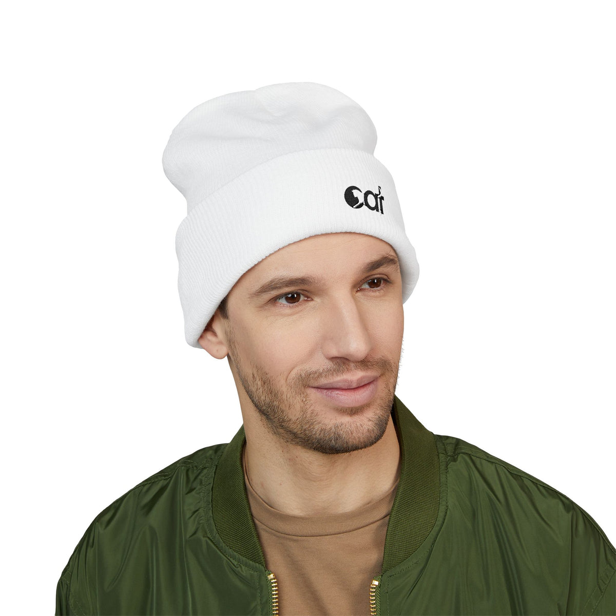 Beanie Hat Cat Design Embroidery