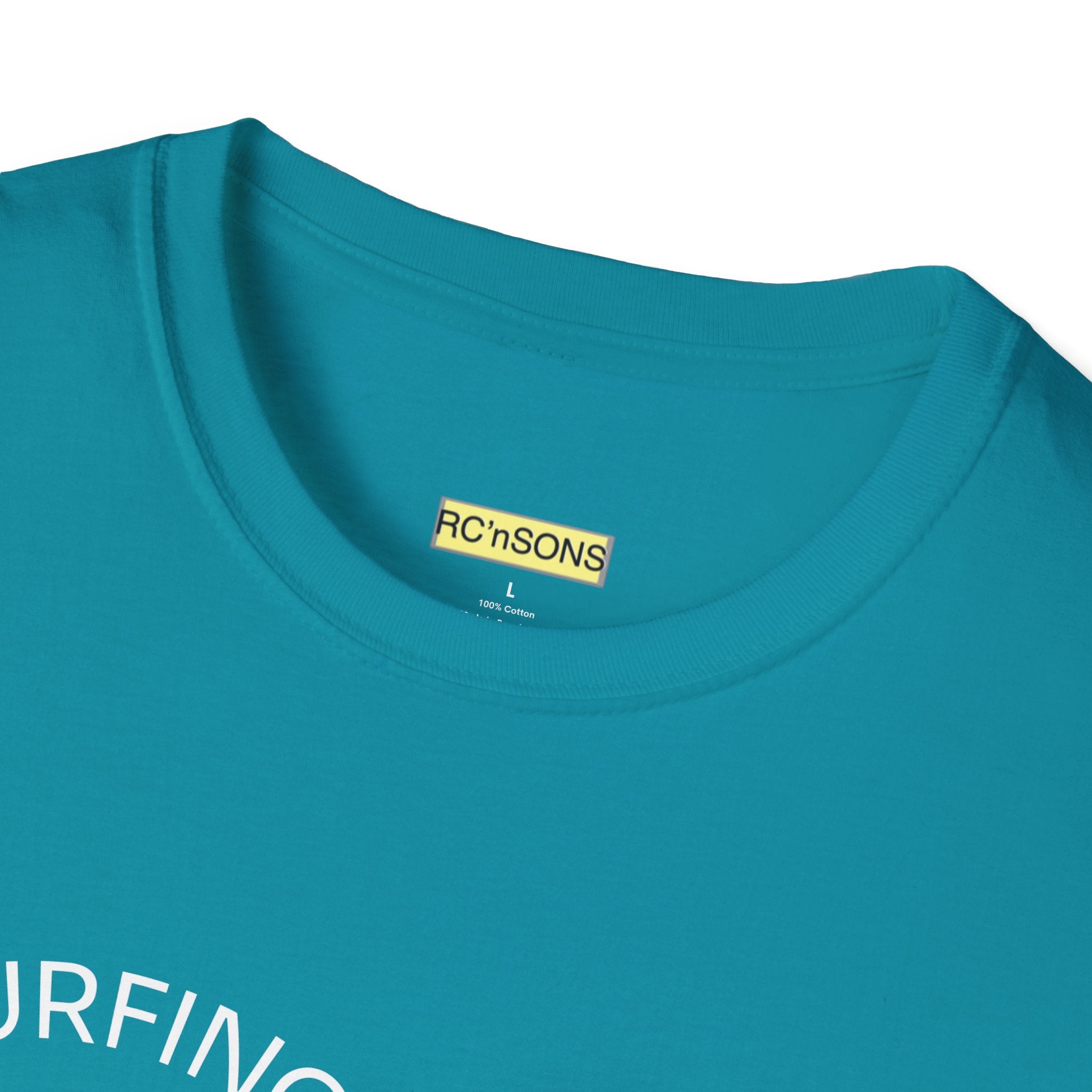 Surfing the Wave Unisex Softstyle T-Shirt, Beachwear, Summer Apparel, Gift for Surfers, Casual Tee, Surfing Theme Shirt