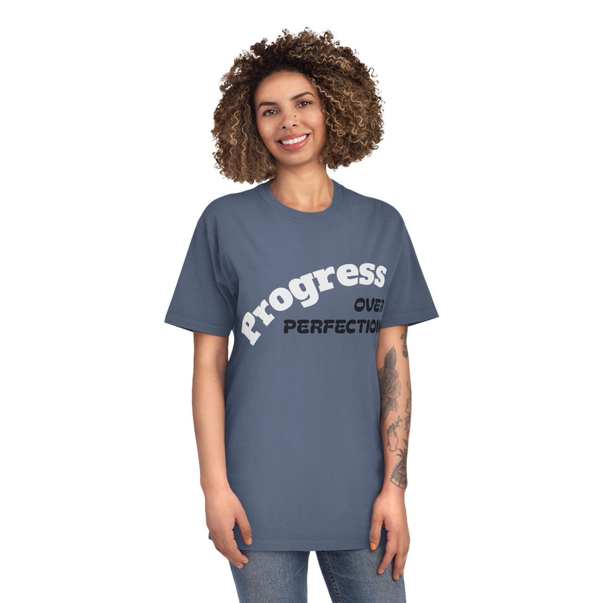 Unisex Faded Shirt - Embrace Progress Over Perfection, Casual Tee, Motivational Apparel, Gift for Growth Mindset, Everyday Wear, [...]