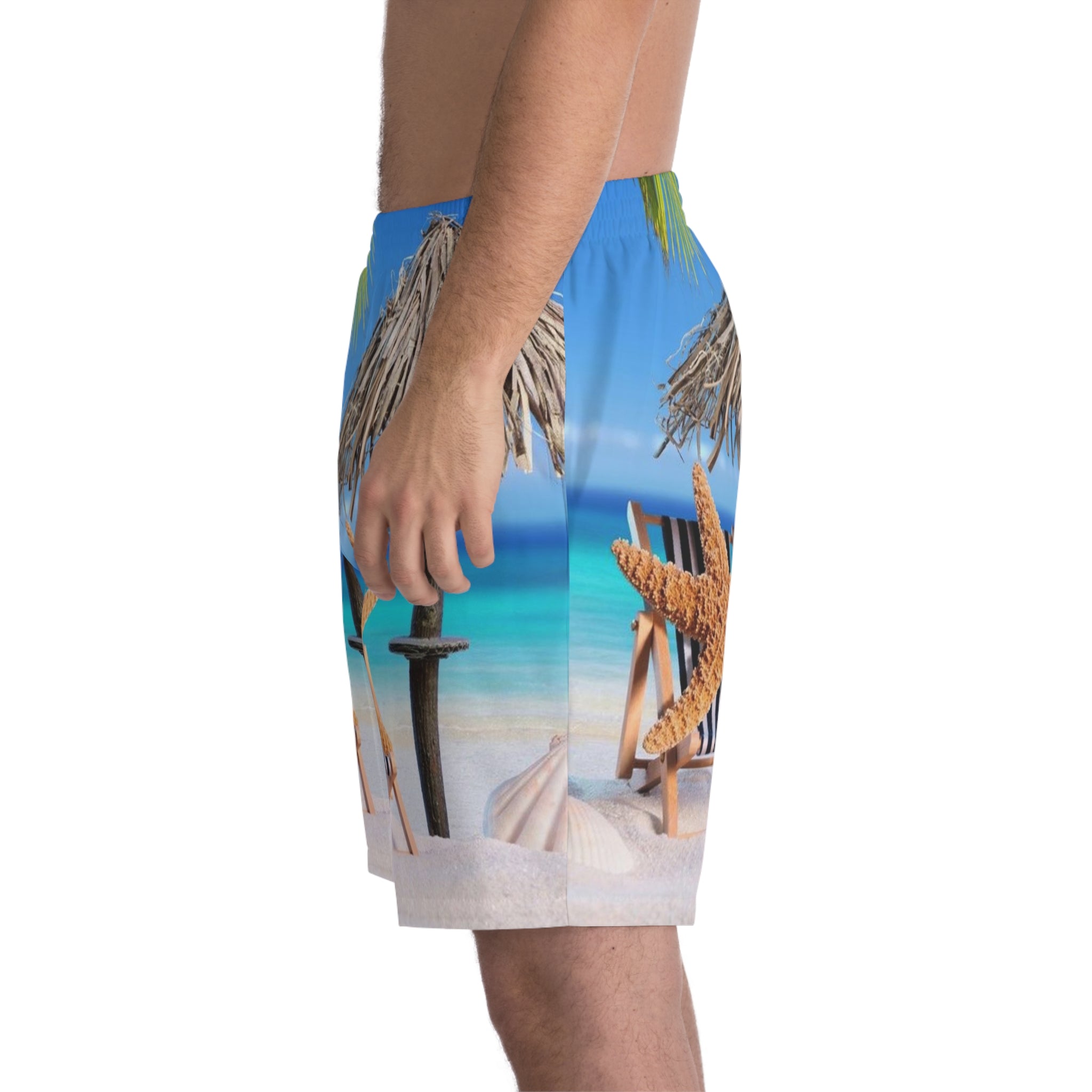 Men's Elastic Beach Shorts (AOP)