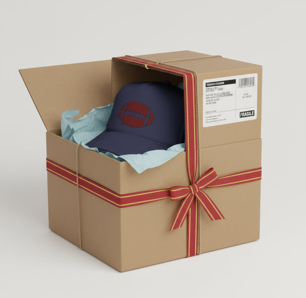 Embroidered Football Trucker Hat Printify