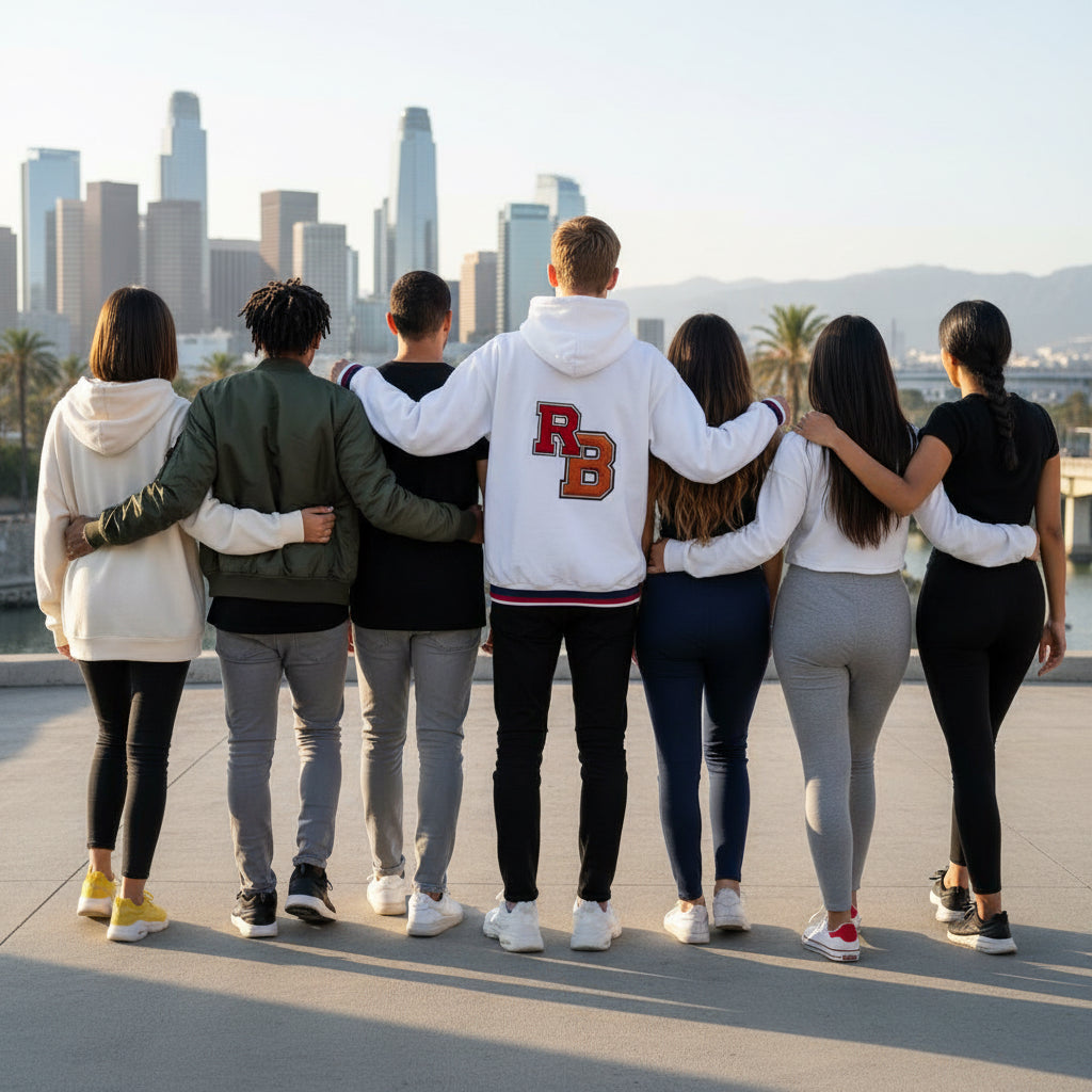 Varsity RB Hoodie – Retro Letterman Pullover Printify