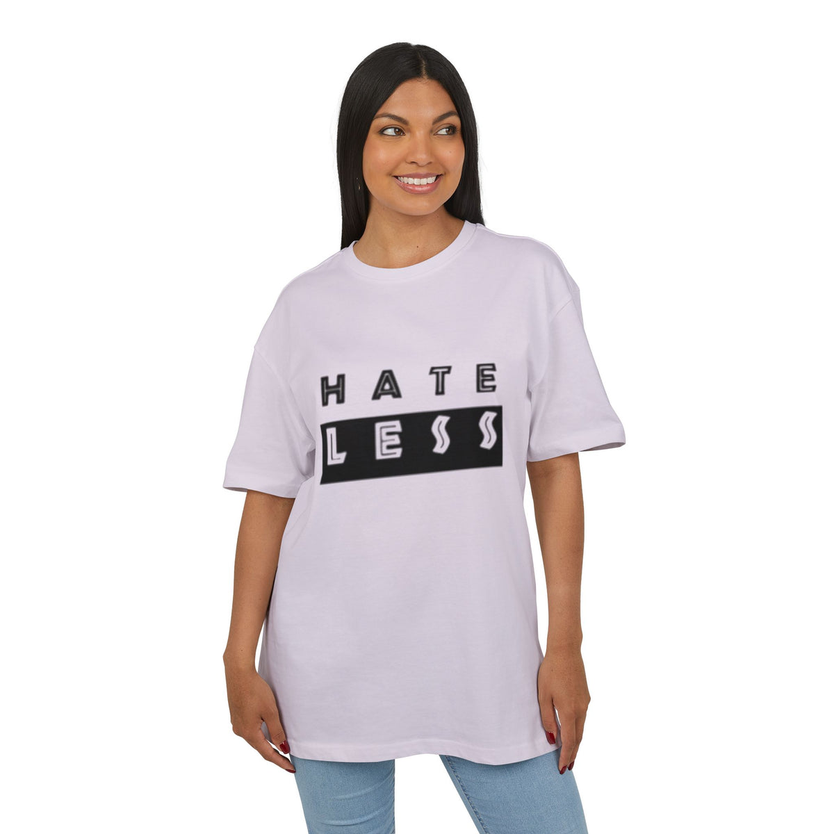 Hate Less Unisex Heavy Oversize Tee - Casual Statement Shirt for Positive Vibes