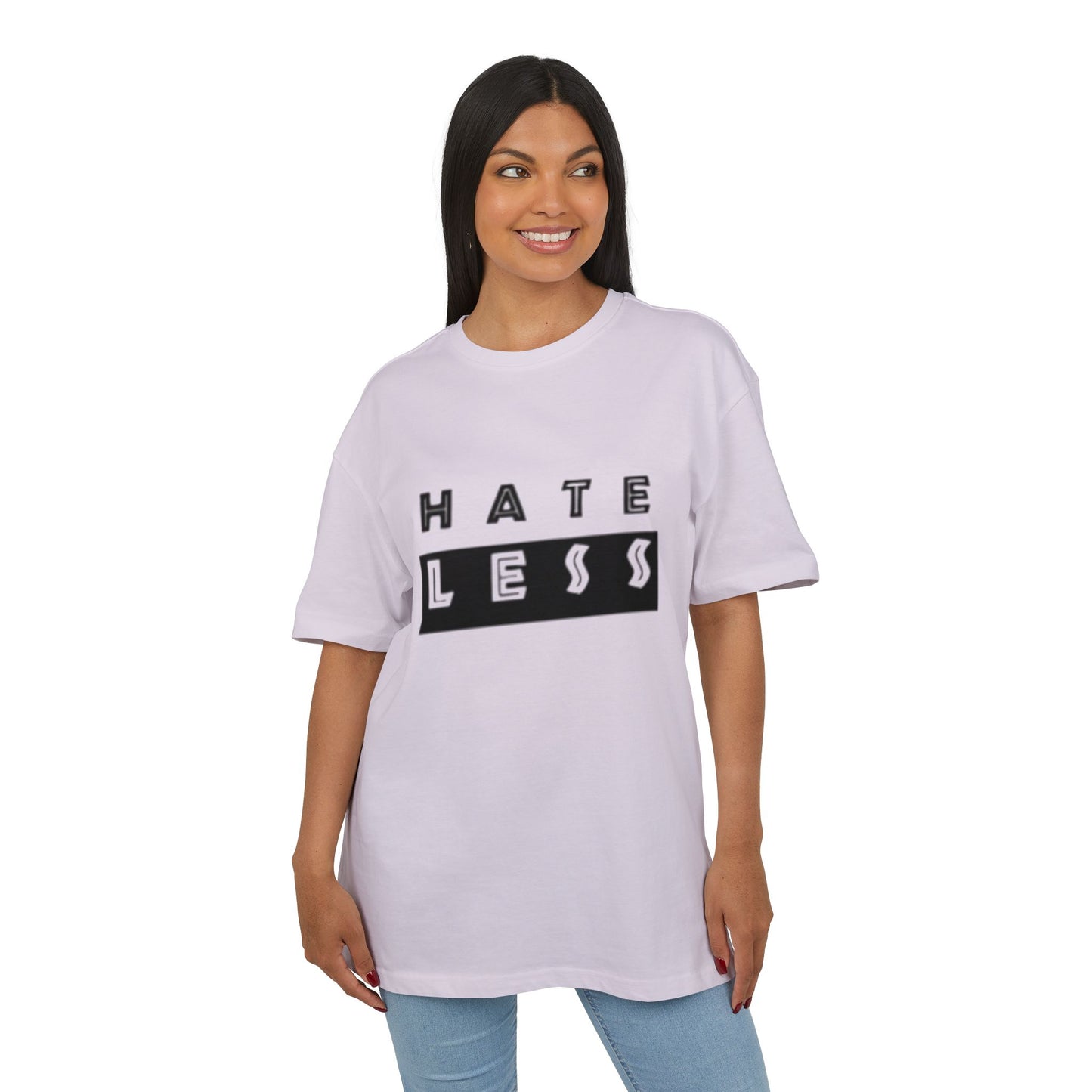Hate Less Unisex Heavy Oversize Tee - Casual Statement Shirt for Positive Vibes