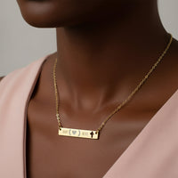 Necklace - Born is being Engraved Cross Bar Design Printify