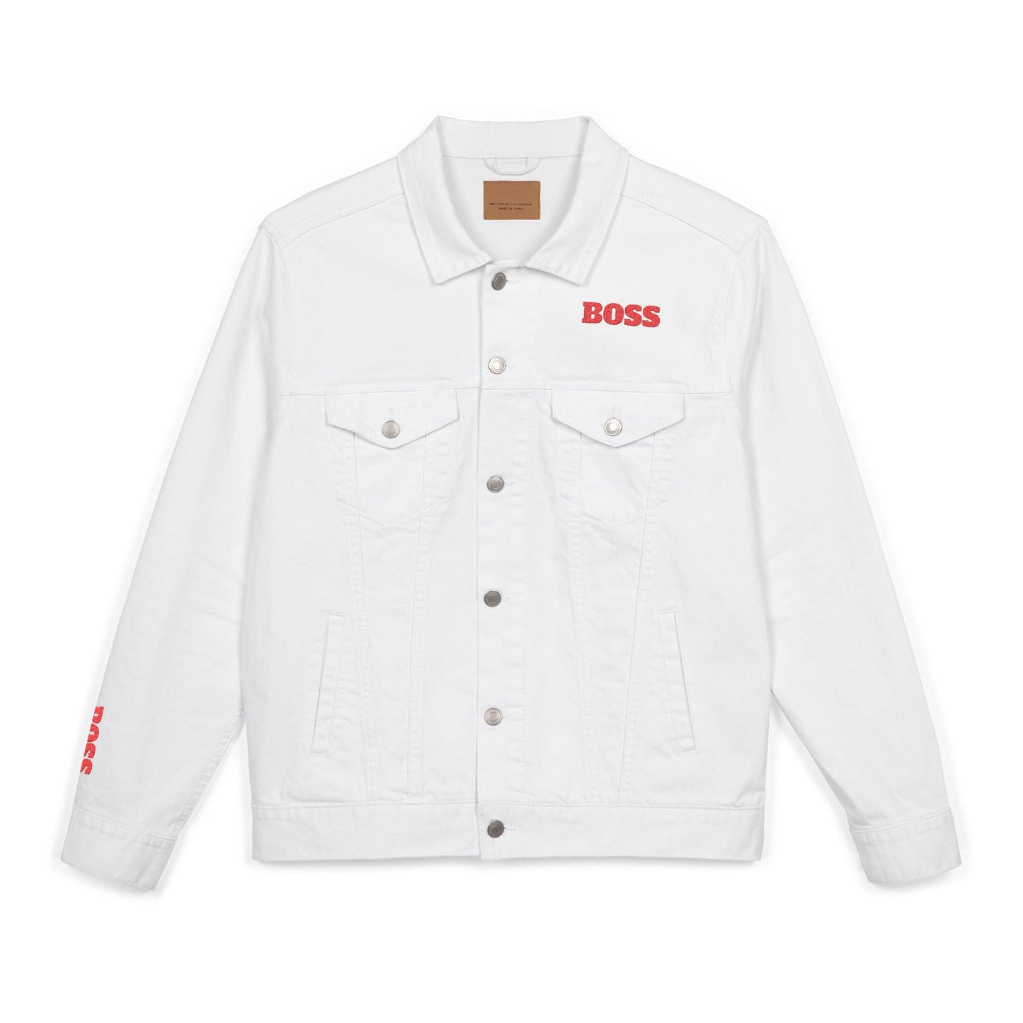 Boss Embroidered Unisex Denim Jacket - Stylish Casual Wear for Fashion Lovers, Great for Gift Ideas, Everyday Fashion, Street Style, [...] Printify