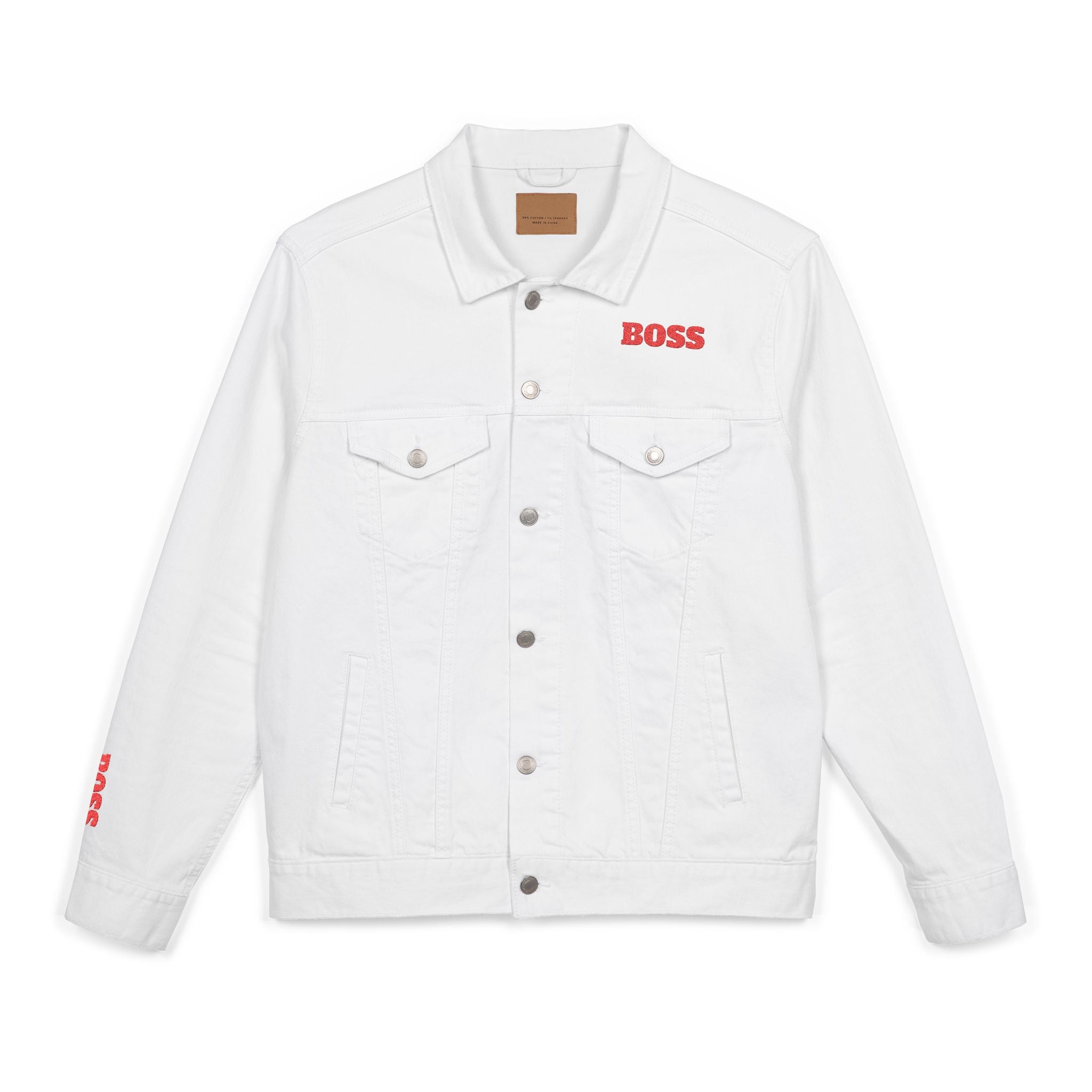 Boss Embroidered Unisex Denim Jacket - Stylish Casual Wear for Fashion Lovers, Great for Gift Ideas, Everyday Fashion, Street Style, [...] Printify