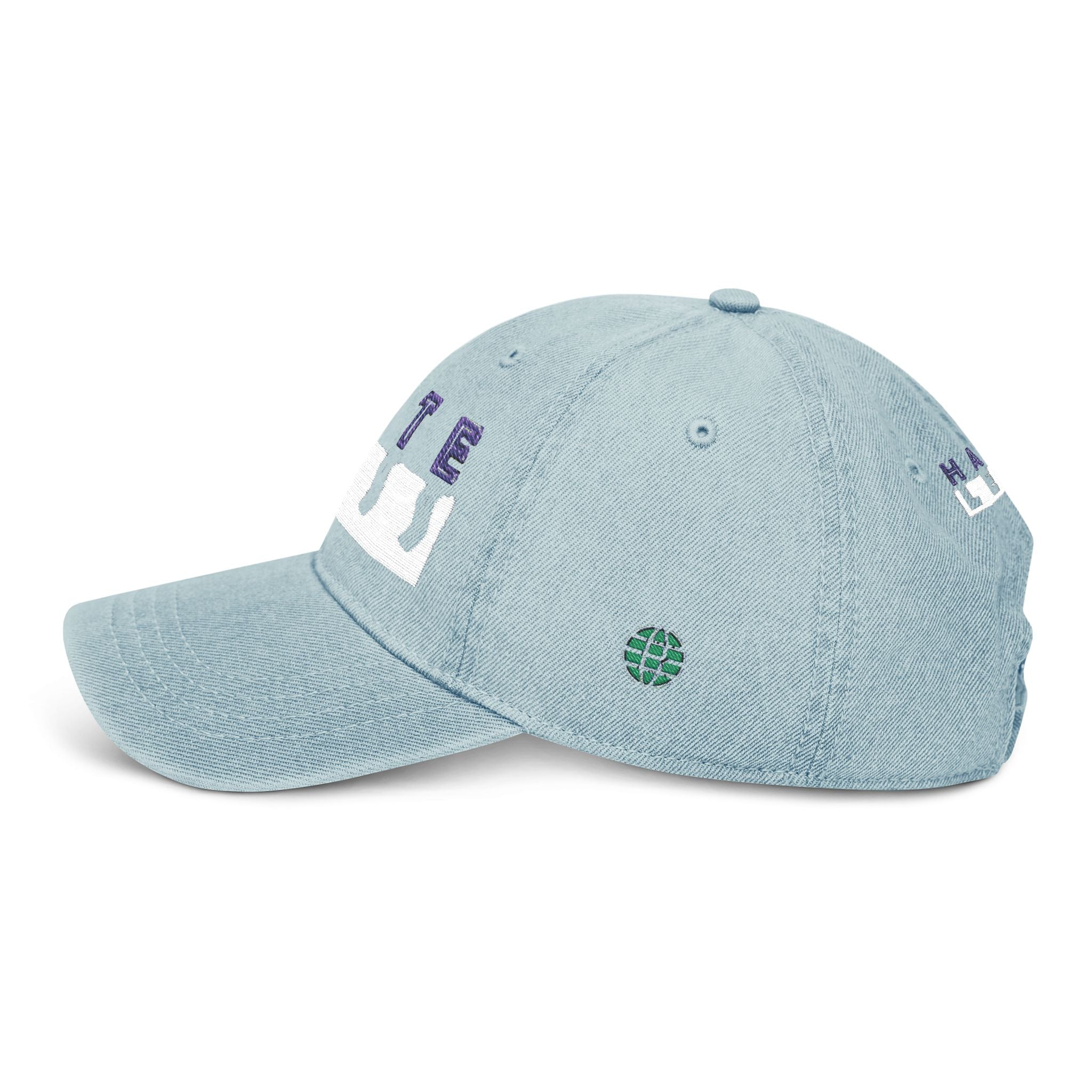 Embroidered Denim Hat - 'HATE LESS' Cap for Positive Vibes