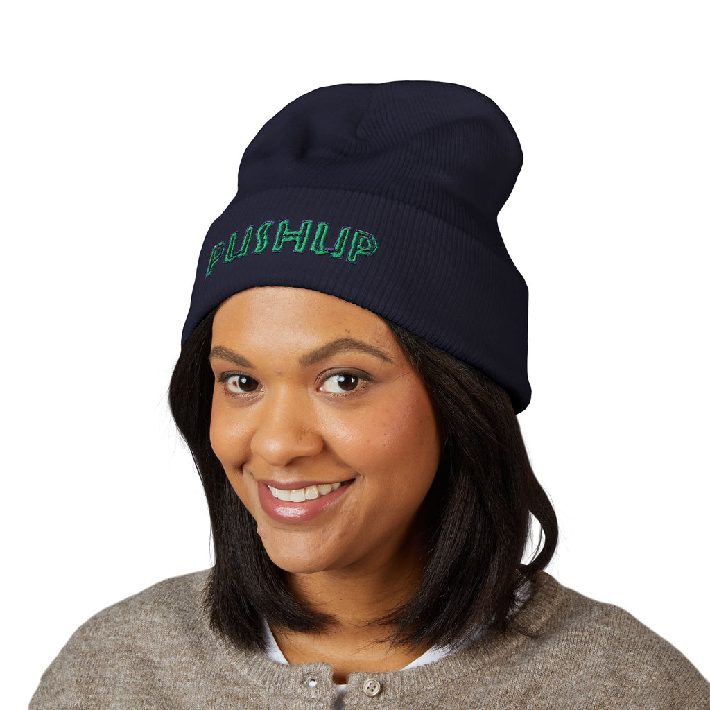 Embroidered Pushup Cuffed Beanie - Stylish Winter Accessory