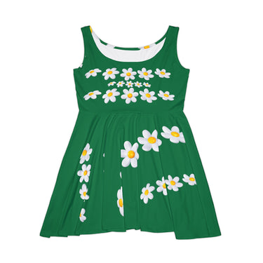 Women's Skater Glitter Green Dress (AOP)