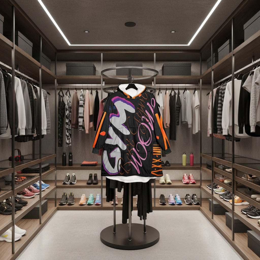 Bold Graphic Unisex Hooded Blanket - Perfect for Gym Lovers & Cozy Nights Printify