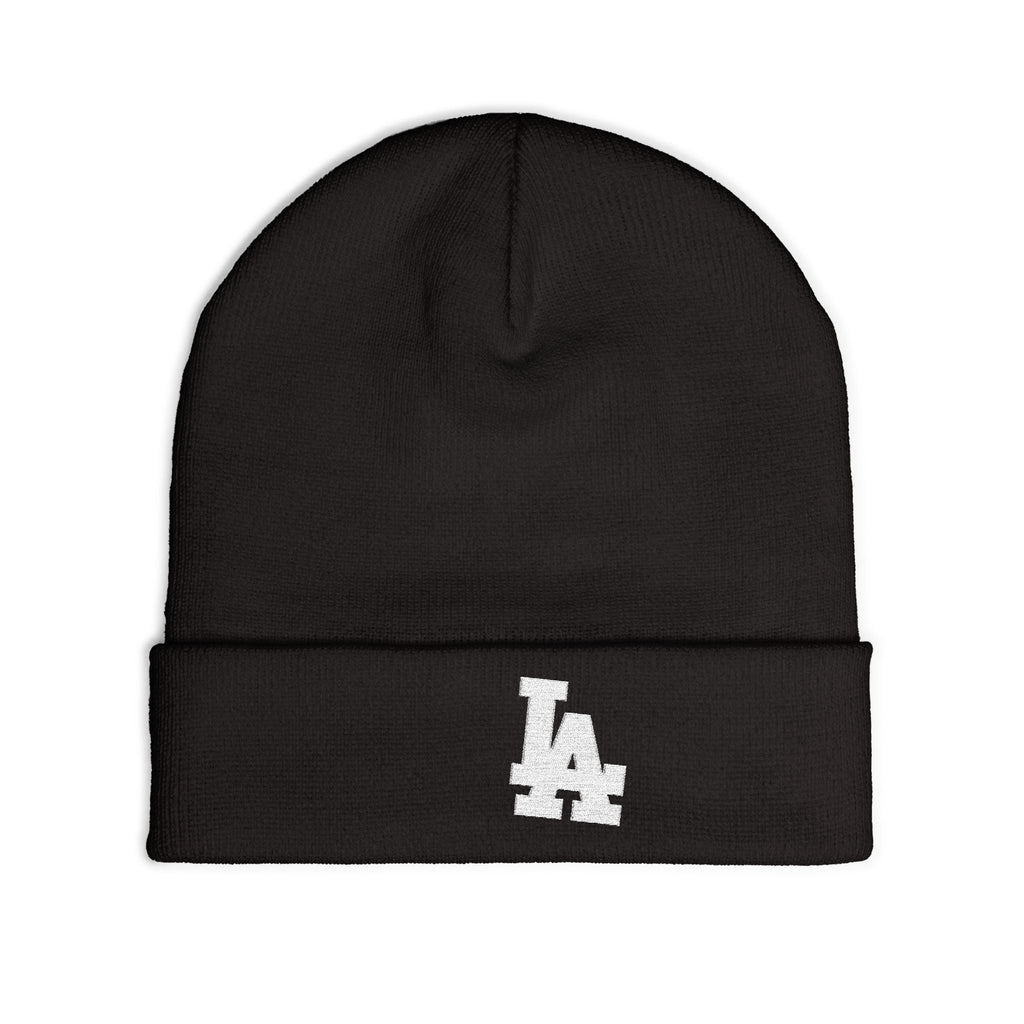 Embroidered LA Logo Knit Beanie — Cozy Streetwear Winter Hat