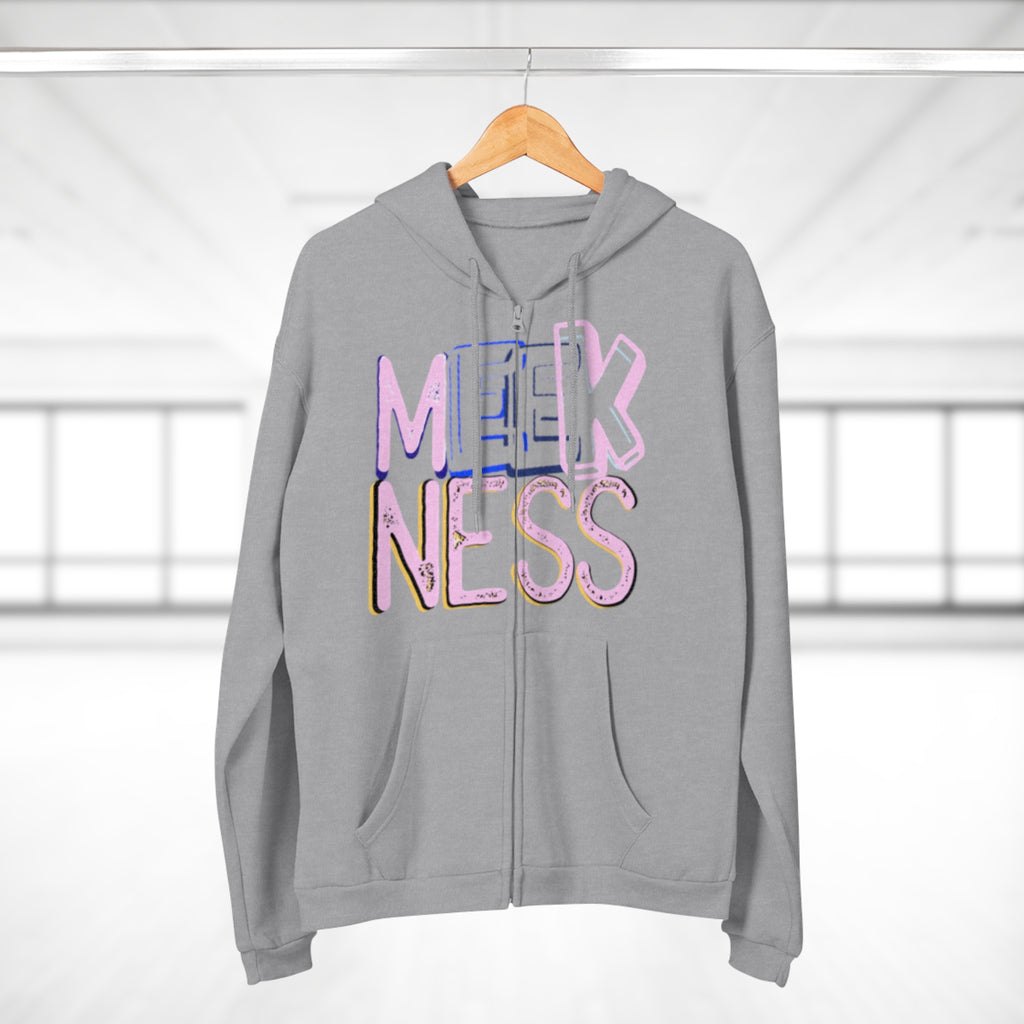 Meekness Unisex Hooded Zip Sweatshirt - Stylish Graphic Zip Hoodie for Everyday Comfort