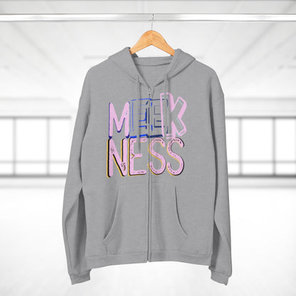 Meekness Unisex Hooded Zip Sweatshirt - Stylish Graphic Zip Hoodie for Everyday Comfort