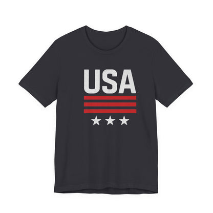 Patriotic USA Tee, Unisex Short Sleeve T-Shirt, July 4th Celebration Shirt, American Pride Apparel, Casual Summer Wear, Gift for Patriot