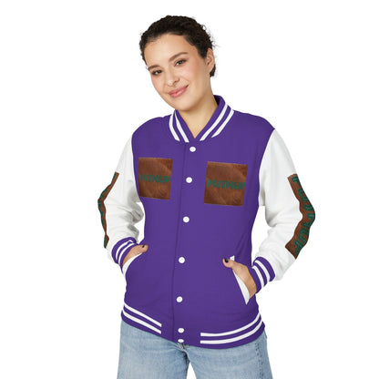 Unisex Heavyweight Letterman Jacket - Bold PUSHUP Design for Sporty Style Printify
