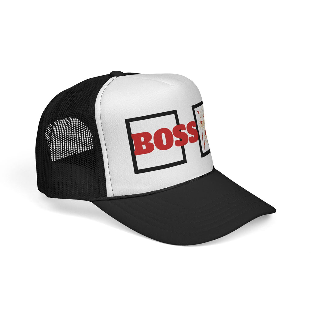 Bold Boss Trucker Cap - Eye-Catching Statement Hat for Leaders, Cool Gifts for Him & Her, Fun Outdoor Style, 'Boss' Design Printify