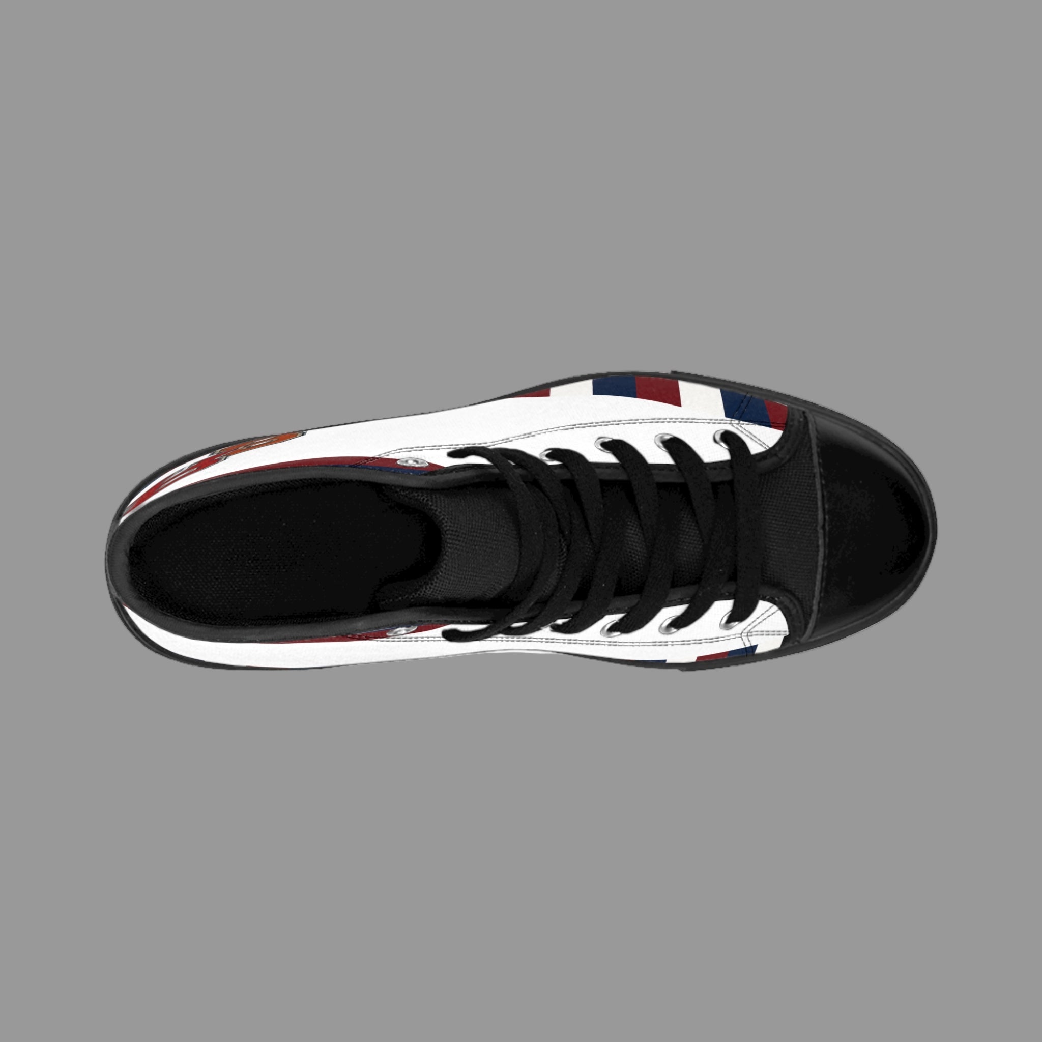 Women’s High-Top Sneakers — White Retro Stripe & RB Monogram Printify
