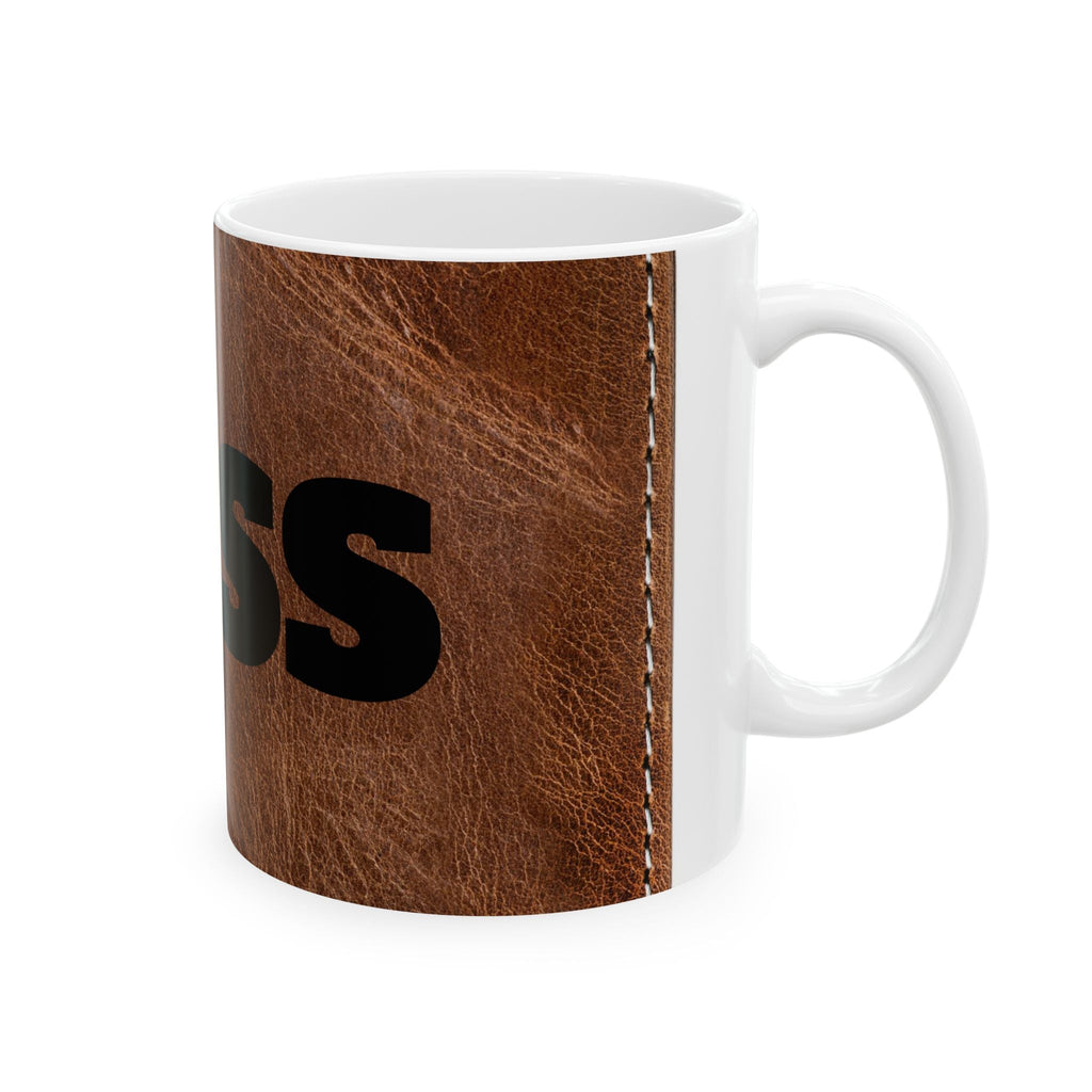 Boss Ceramic Mug, Leather Look Coffee Cup, Gift for Boss, Office Decor, Unique Mug, Funny Mug for Work Printify