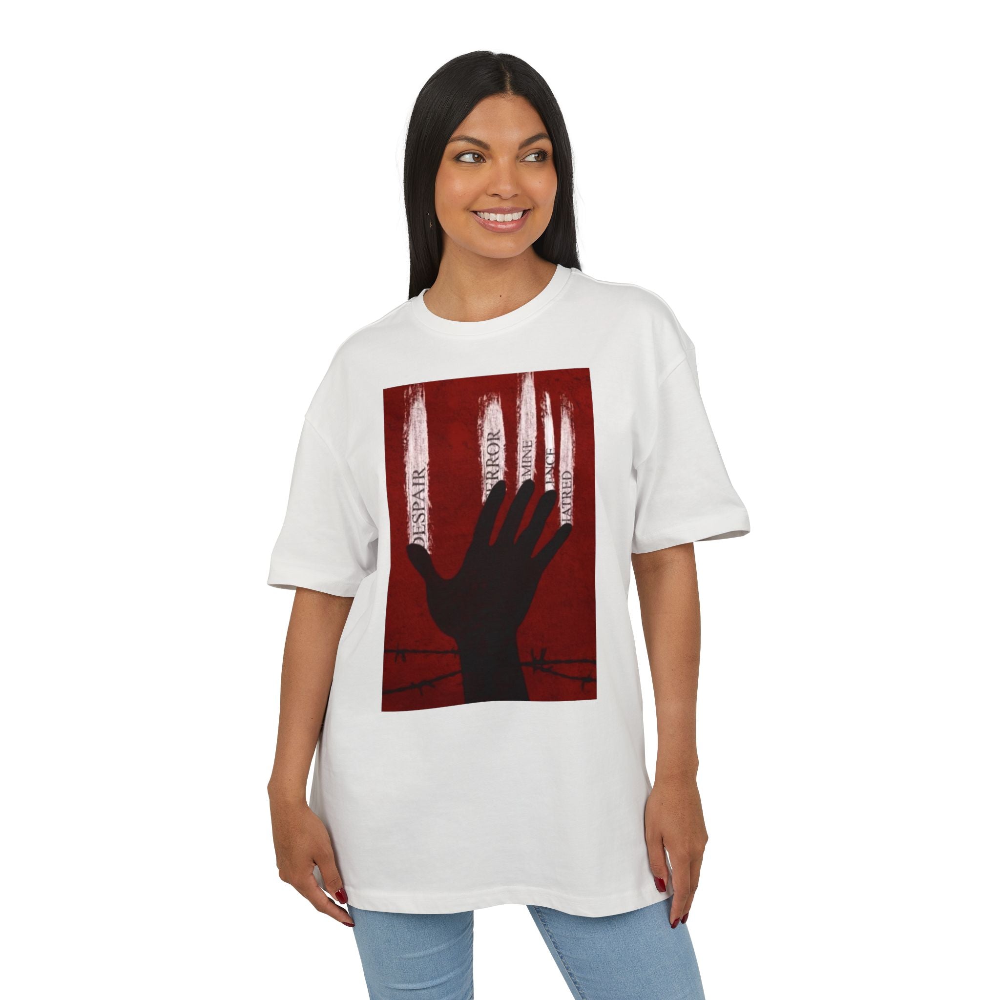Bold Artistic Oversized Tee, Grunge Style Graphic Shirt, Unisex Urban Fashion, Statement Tee for Streetwear, Gift for Art Lovers Printify