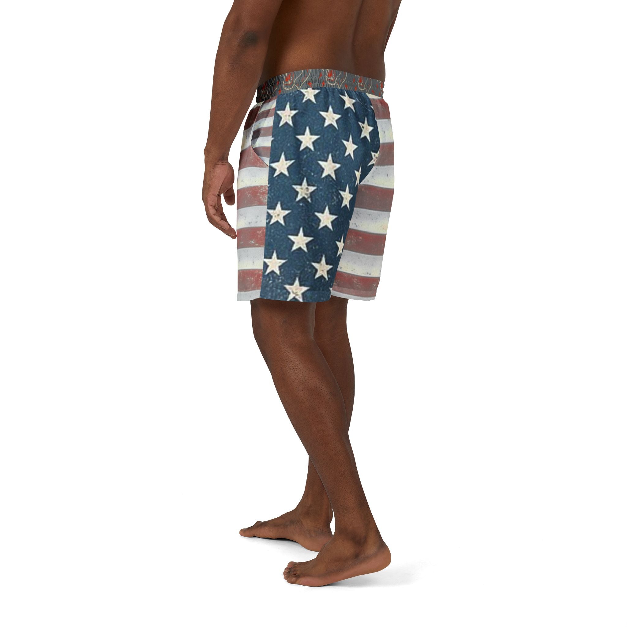 Patriotic Swim Shorts - Unisex American Flag Style, Perfect for Summer Beach Days, Barbecues, 4th of July Celebrations, Pool Parties Printify