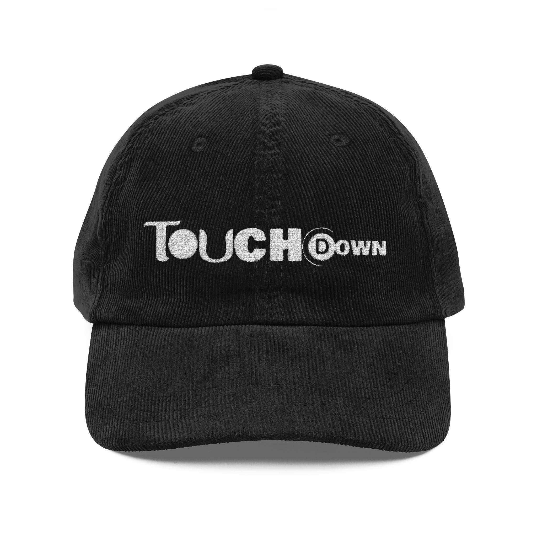 Touchdown Corduroy Cap, Embroidered Sports Hat, Casual Look, Gift for Sports Lovers, Year-round Accessory, Unisex Style