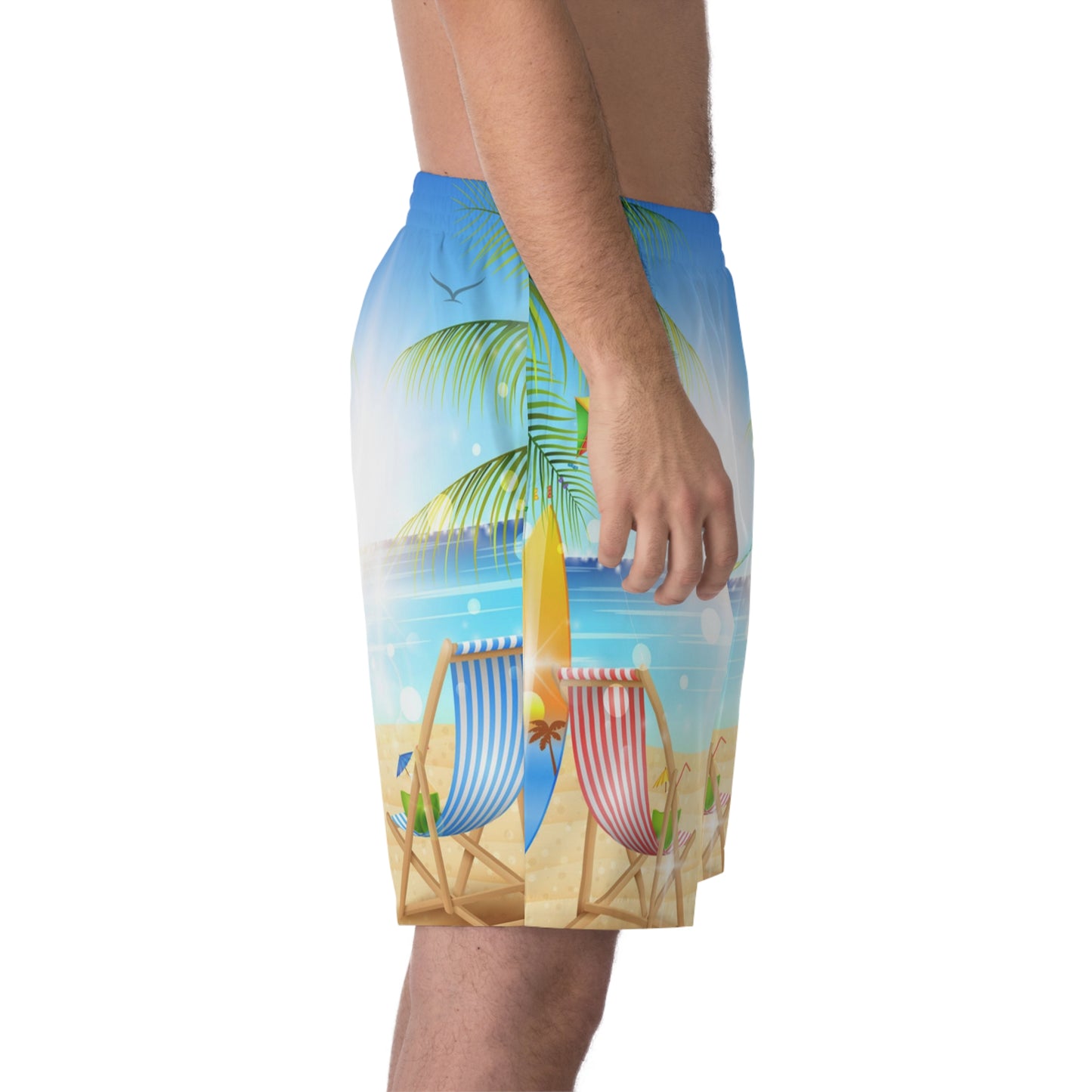 Men's Elastic Beach Shorts (AOP)