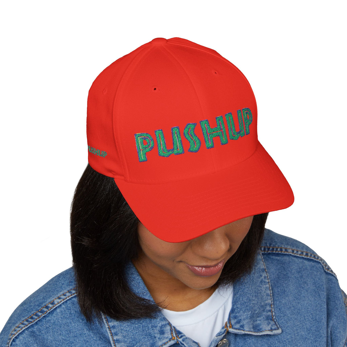 Motivational Embroidered Cap - 'PUSHUP' Structured Hat