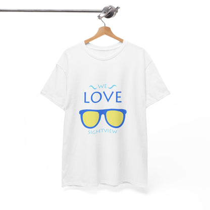 Unisex Heavy Cotton Tee - 'We Love Sightview' Sunglasses Design - Casual Summer Fashion