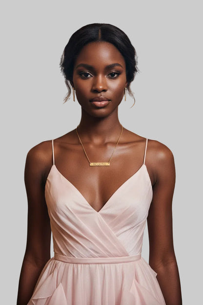 Engraved Horizontal Bar Necklace — Personalized Nameplate Pendant