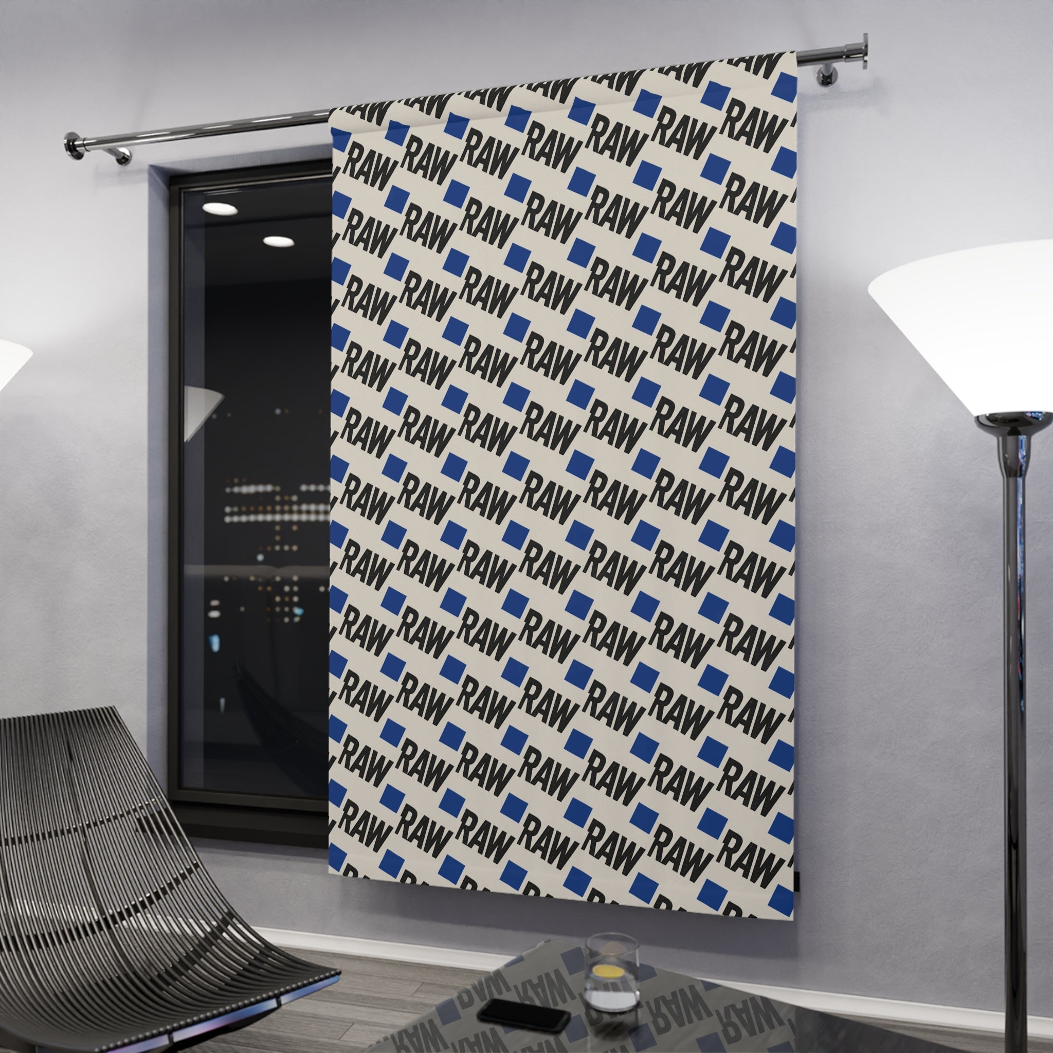 RAW Pattern Window Curtains | Modern Decor, Stylish Drapes, Home Interior, Living Room Accessory, Trendy Curtain Panel Printify