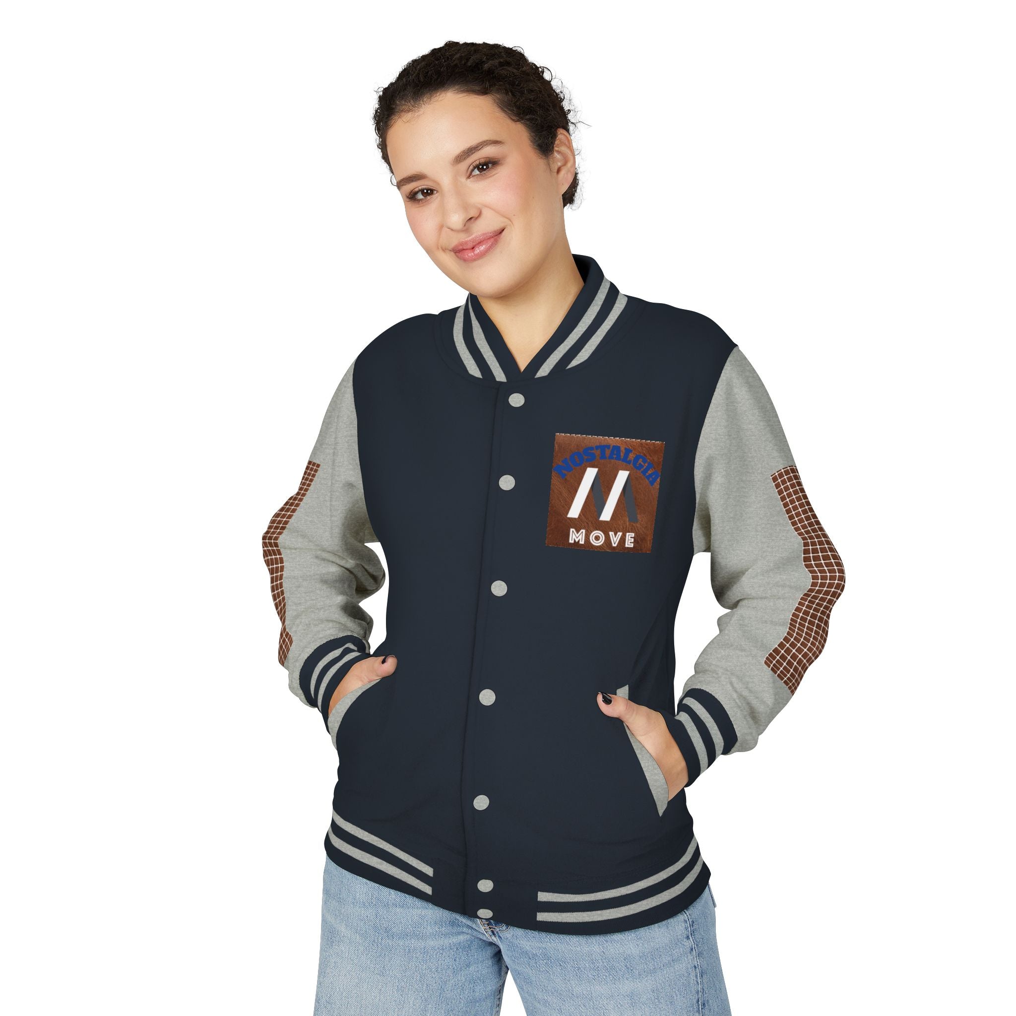Vintage-Inspired Heavyweight Letterman Jacket, Unisex Varsity Jacket, Retro College Apparel, Perfect for Game Day, Nostalgia Move Style Printify