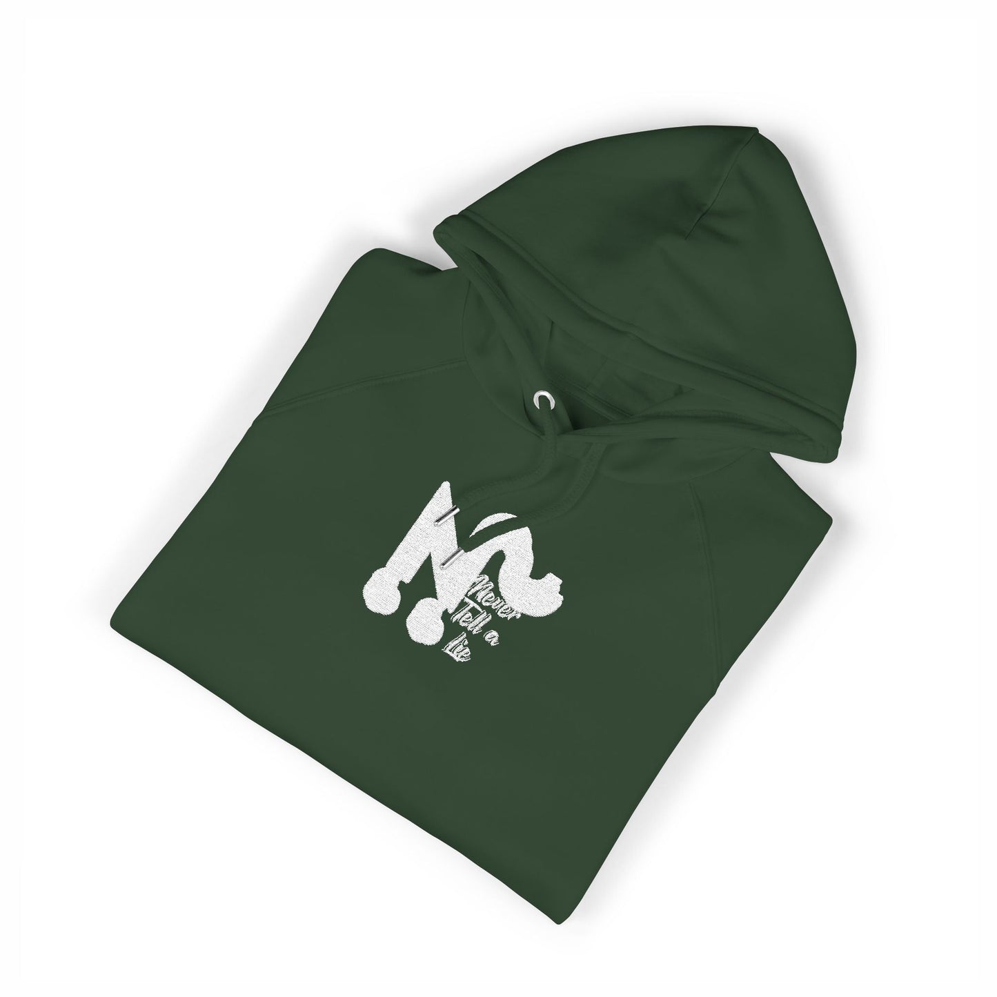 Raglan Hoodie - 'Never tell a lie' Embroidered Design Printify