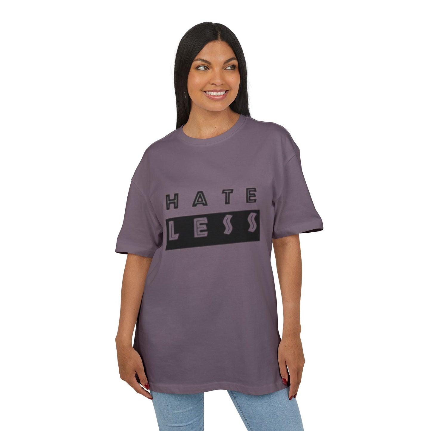 Hate Less Unisex Heavy Oversize Tee - Casual Statement Shirt for Positive Vibes